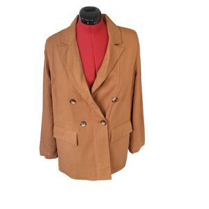 A New Day terra cotta lightweight double breasted blazer, pockets, size large